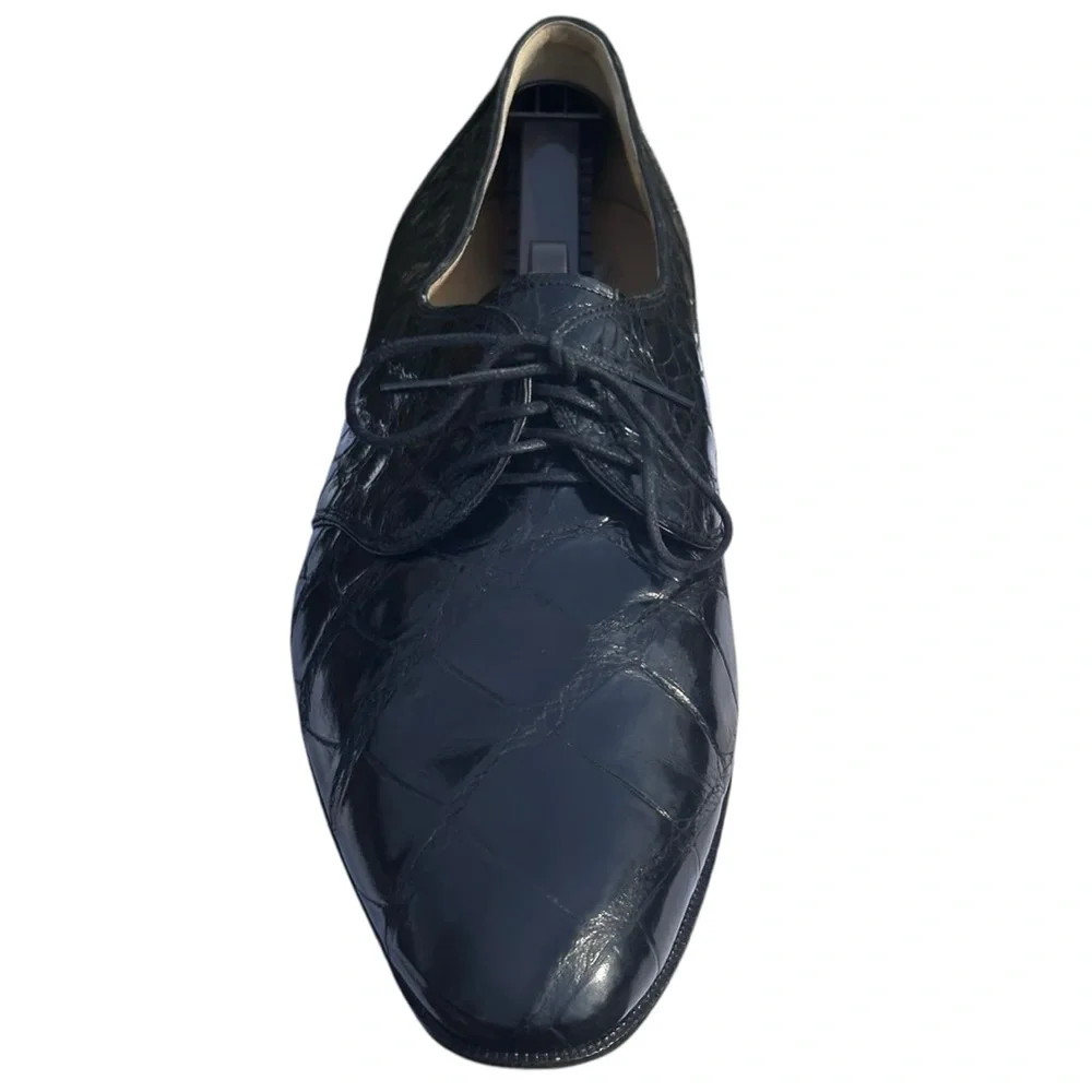 Mauri Alligator Leather Derby Shoes Lace Up Black US 11 1/2 11.5 Medium Vintage
